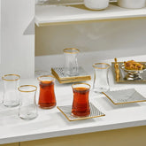 Karaca Black Noir New Square Tea Set, 12 Pieces